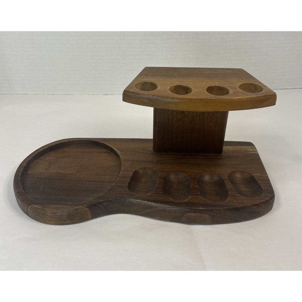 Vintage Decatur Industries Walnut 4 Pipe Stand Rack Holder Read